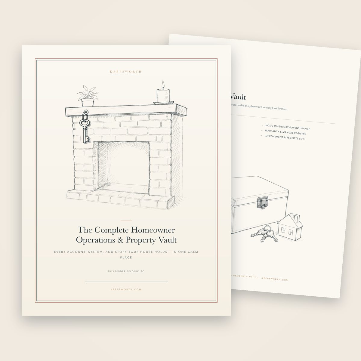 Homeowner Operations & Property Vault: the cover beside a section divider page